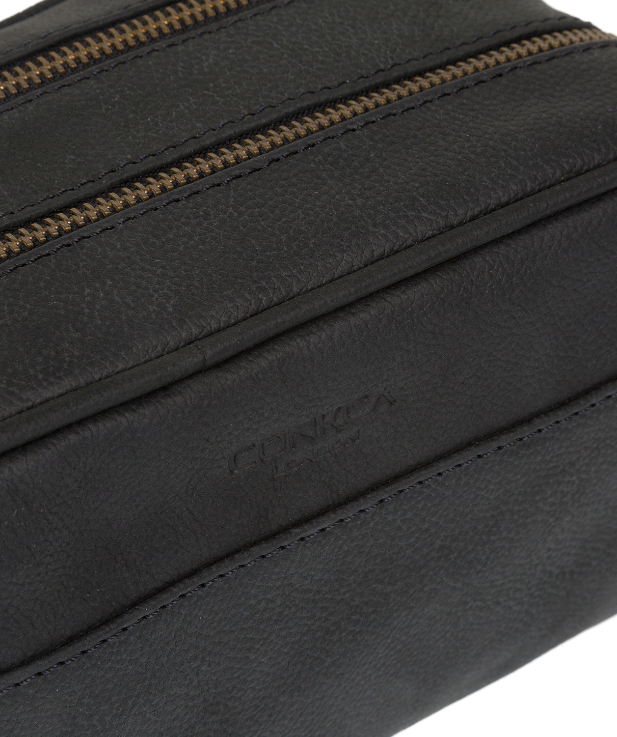 'Rudkin' Vintage Black Leather Washbag