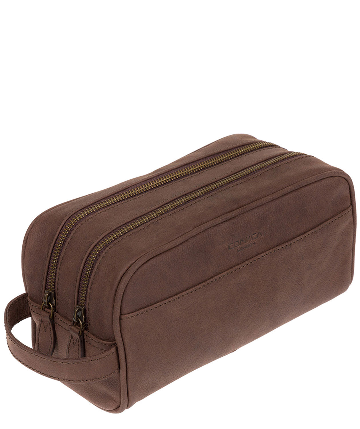 'Rudkin' Vintage Brown Leather Washbag