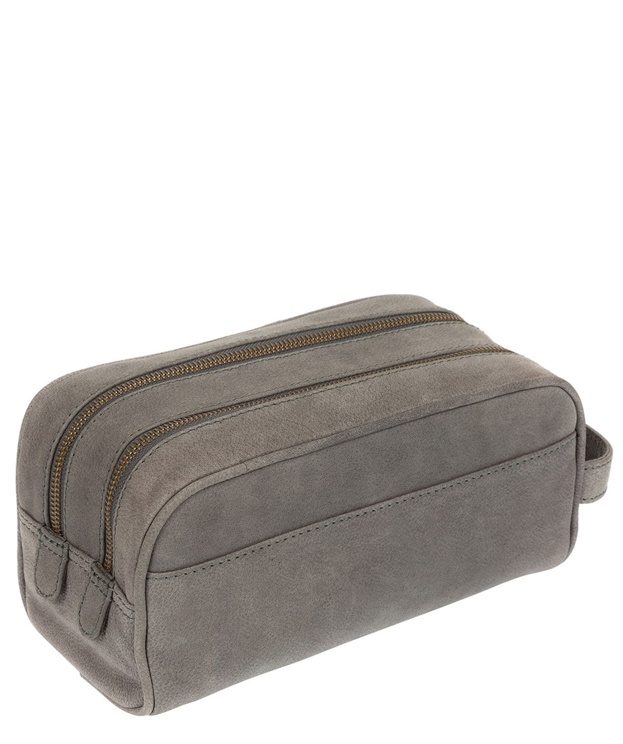 'Rudkin' Vintage Grey Leather Washbag