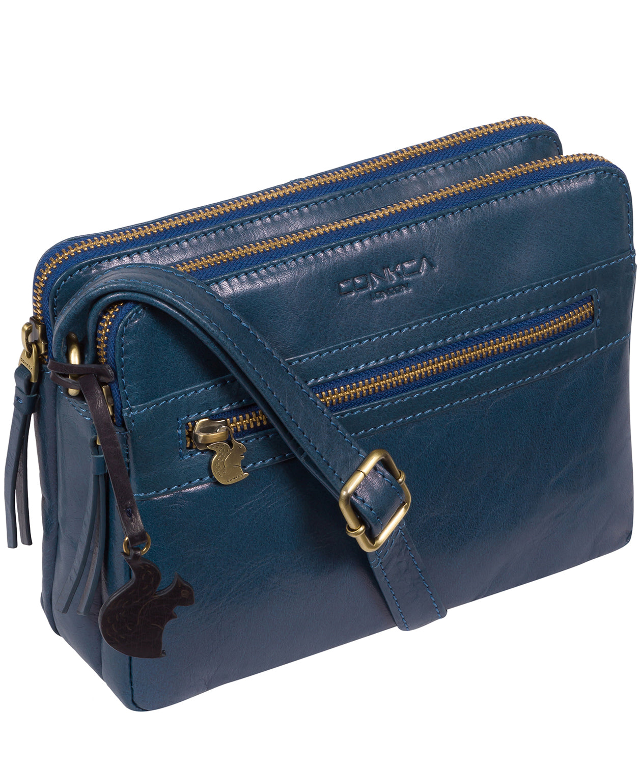 'Drew' Snorkel Blue Leather Cross Body Bag