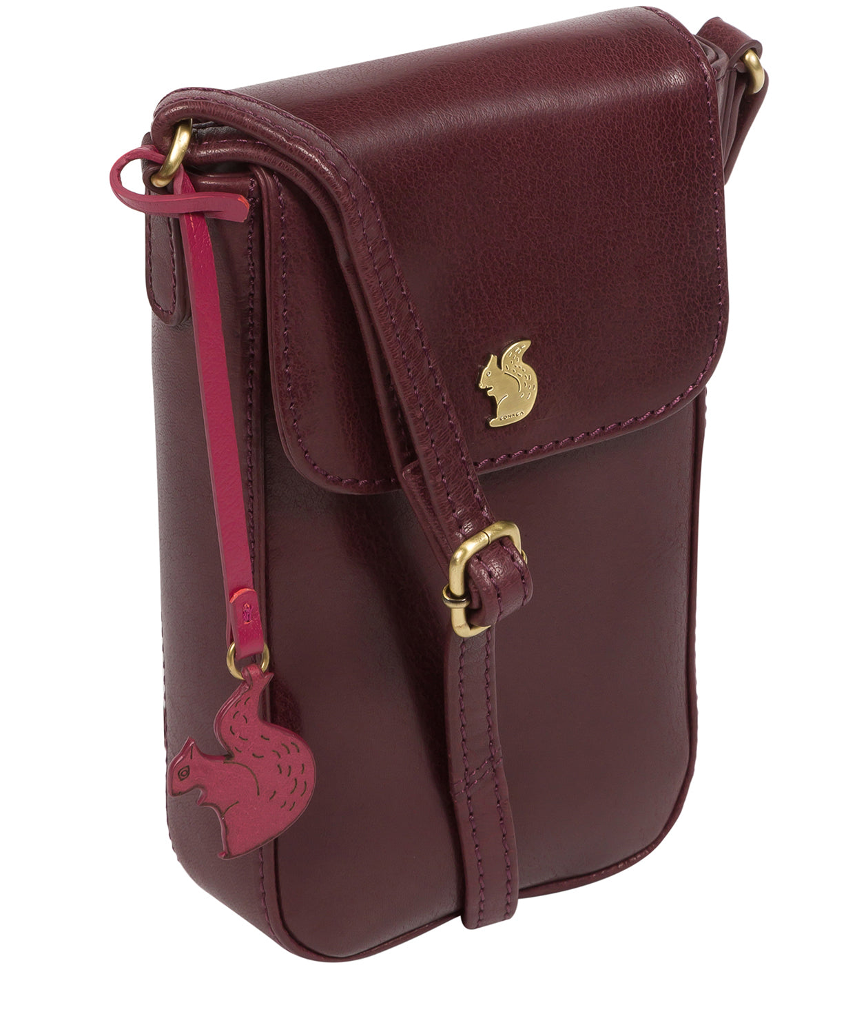 'Buzz' Plum Leather Small Cross Body Bag