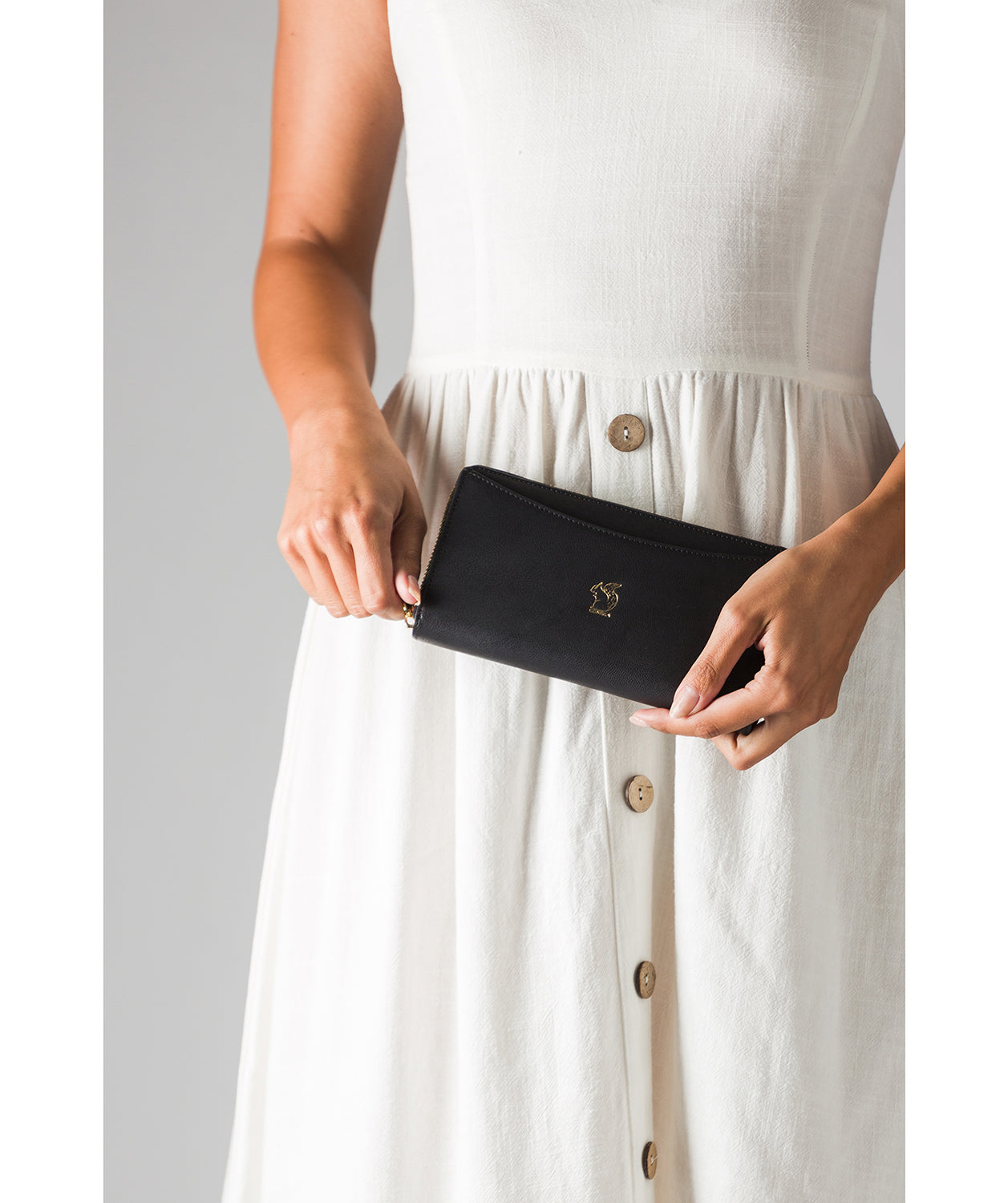 'Billie' Smooth Black Leather Purse