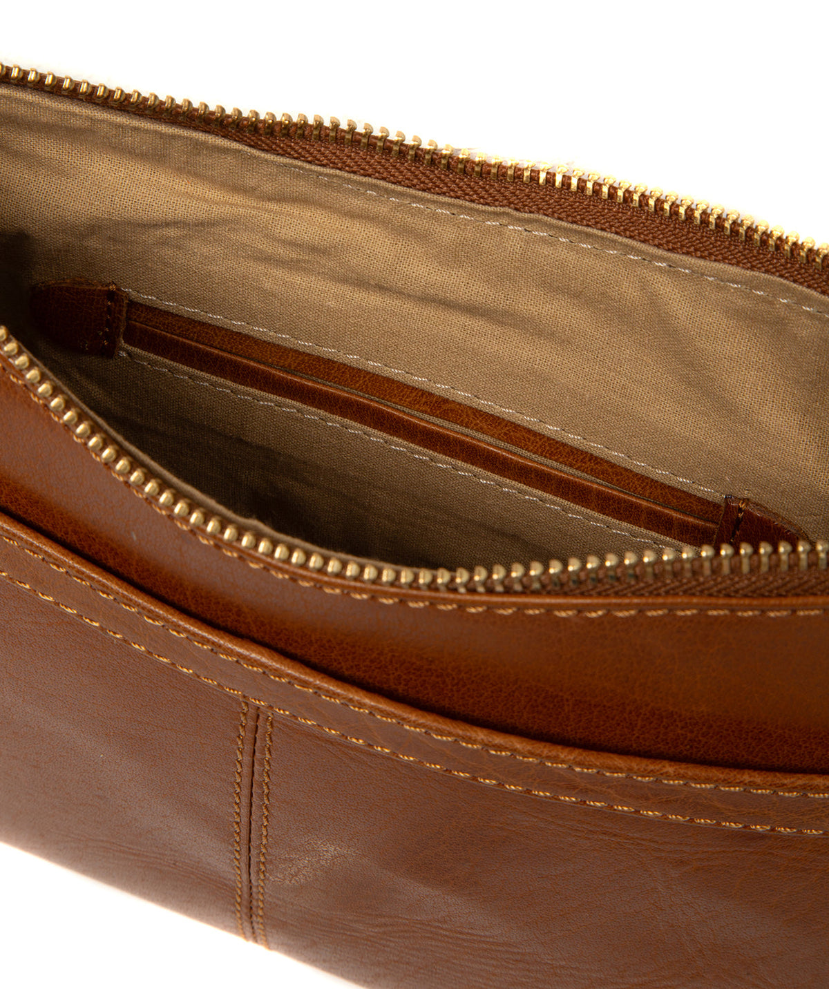 Full bag display showing natural leather texture and patina