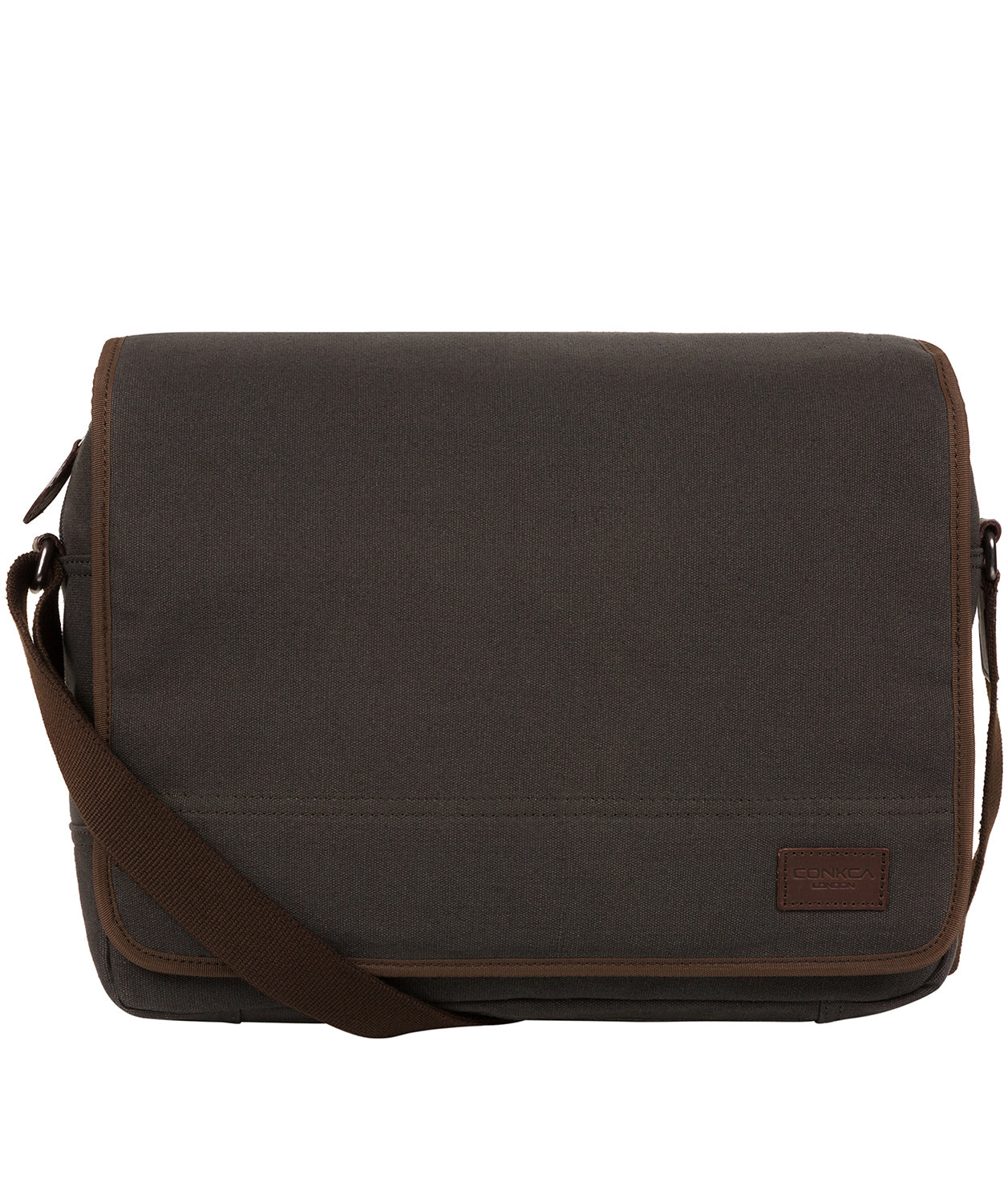 'Balham' Grey Canvas & Leather Messenger Bag
