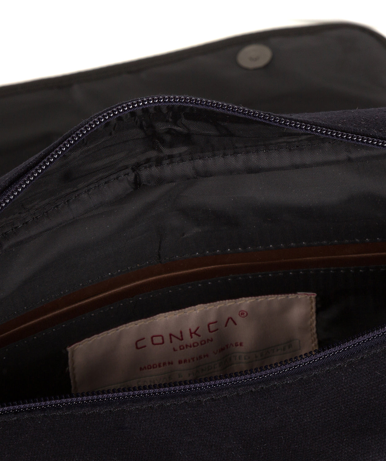 'Balham' Navy Canvas & Leather Messenger Bag
