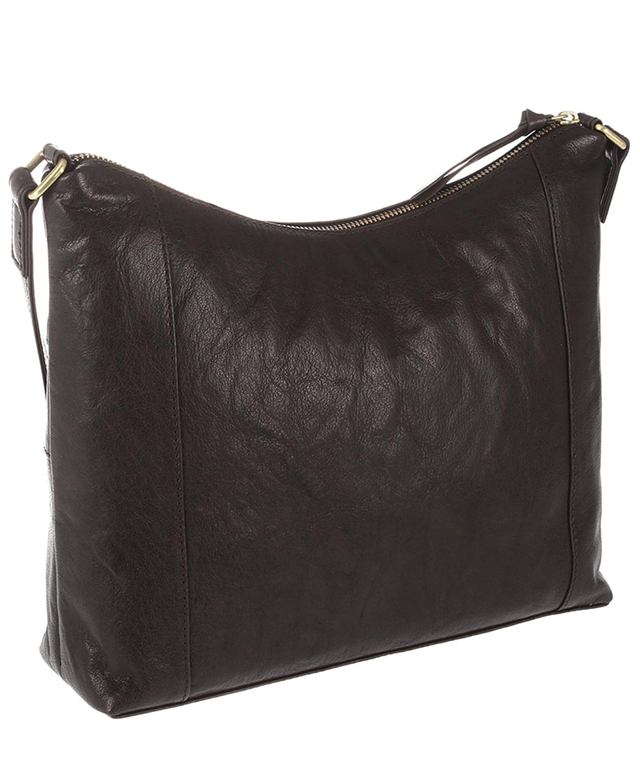 'Ginny' Vintage Brown Tumbled Leather Shoulder Bag