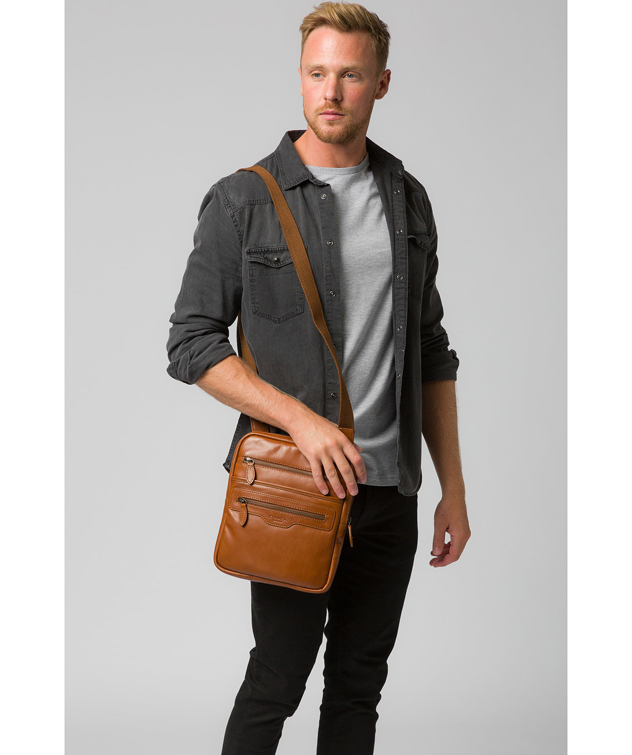 'Hoya' Chestnut Leather Cross Body Bag image 2