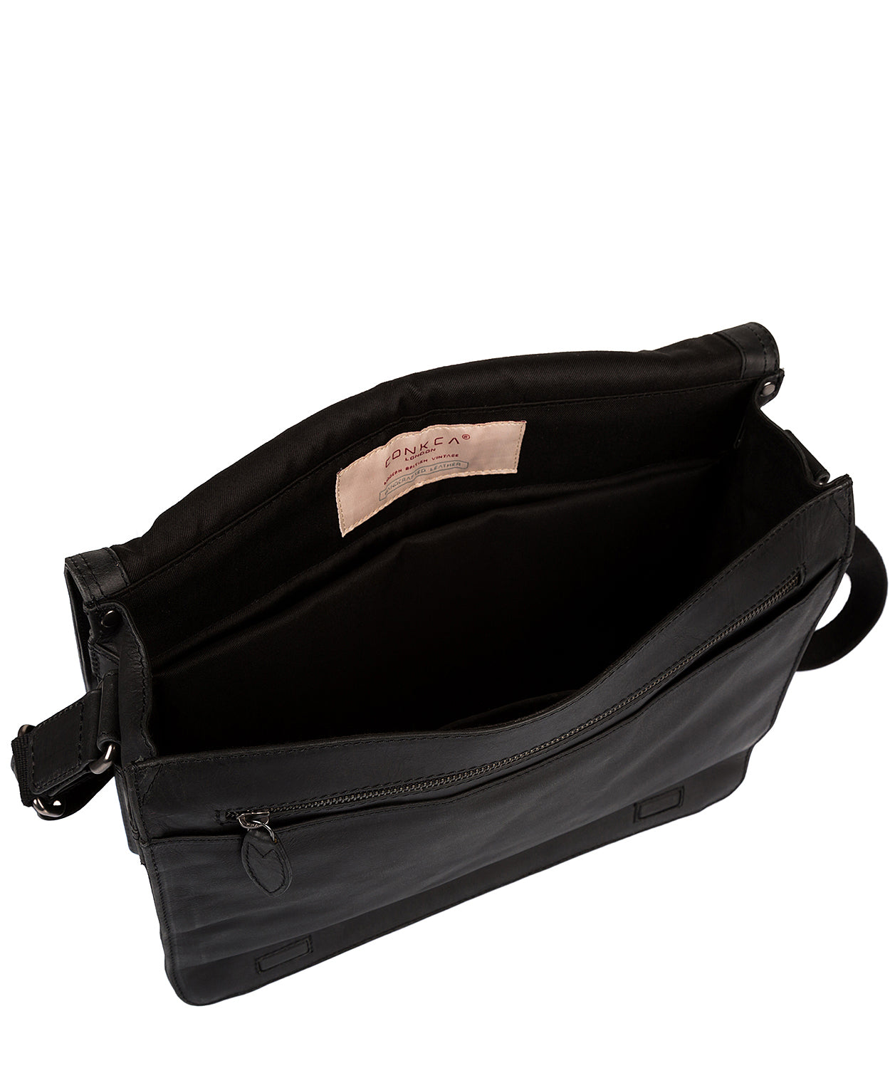 'Islington' Black Natural Cowhide Messenger Bag