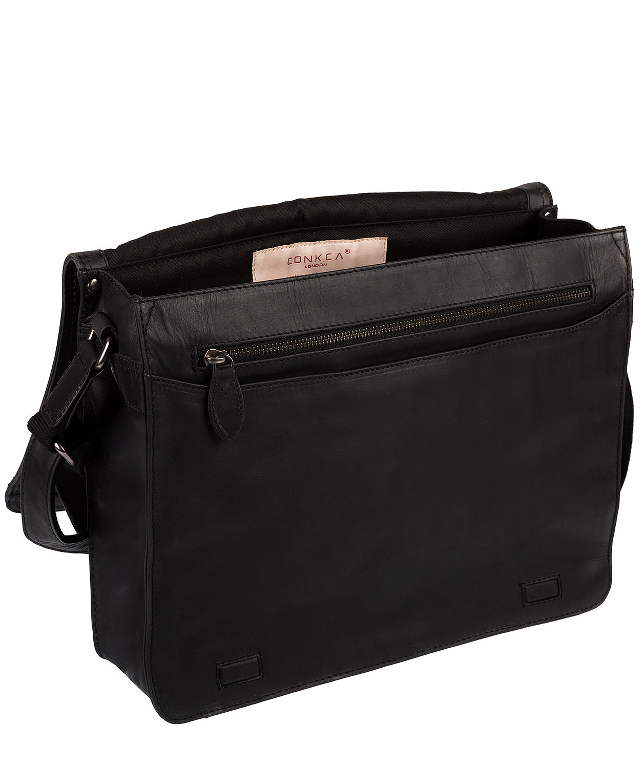 'Islington' Black Natural Cowhide Messenger Bag