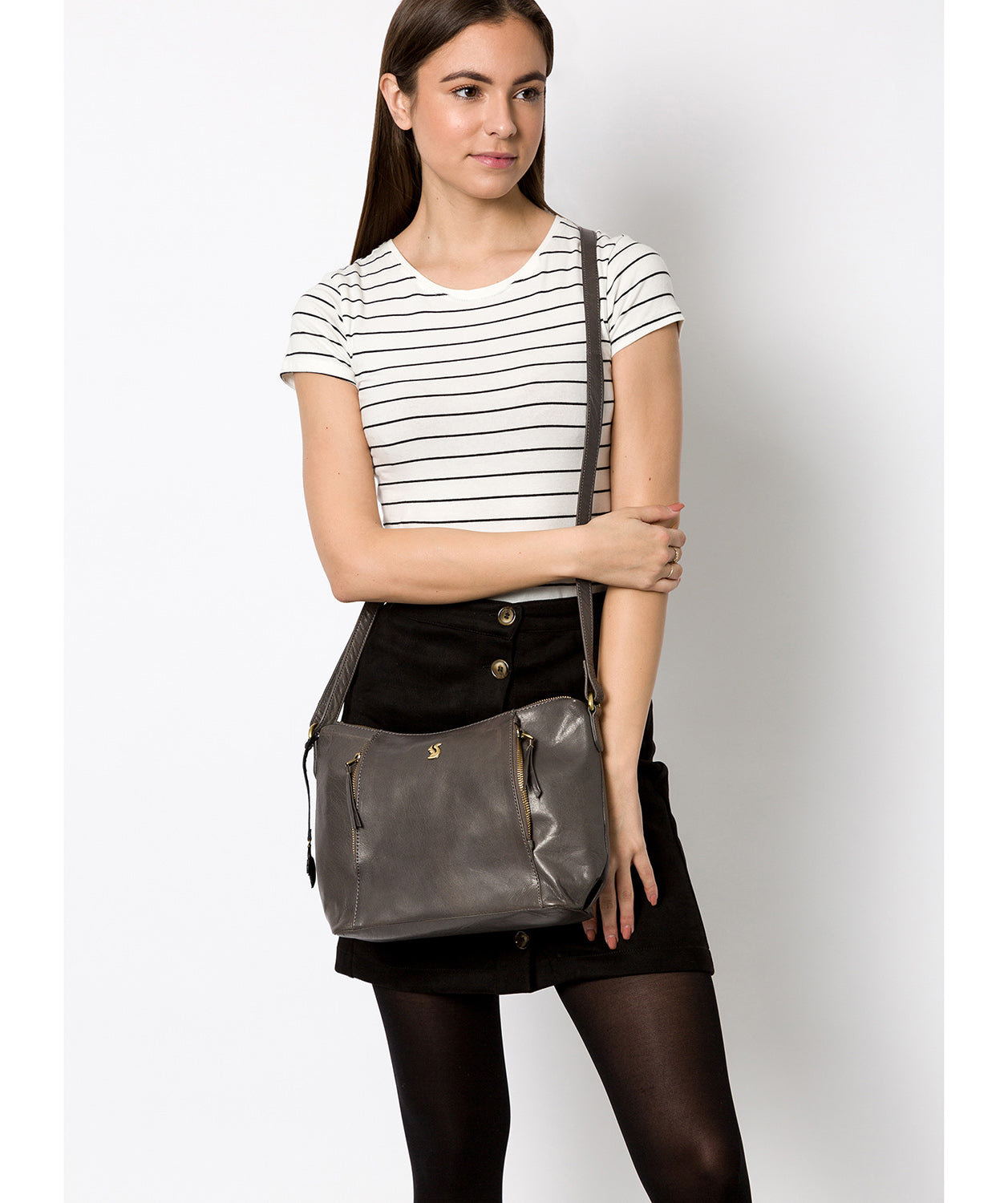 'Esta' Slate Leather Cross Body Bag Pure Luxuries London