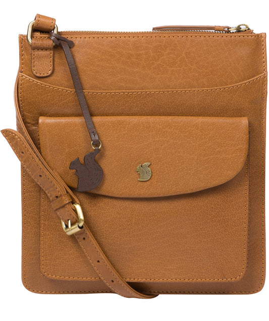 'Lauryn' Dark Tan Leather Cross Body Bag
