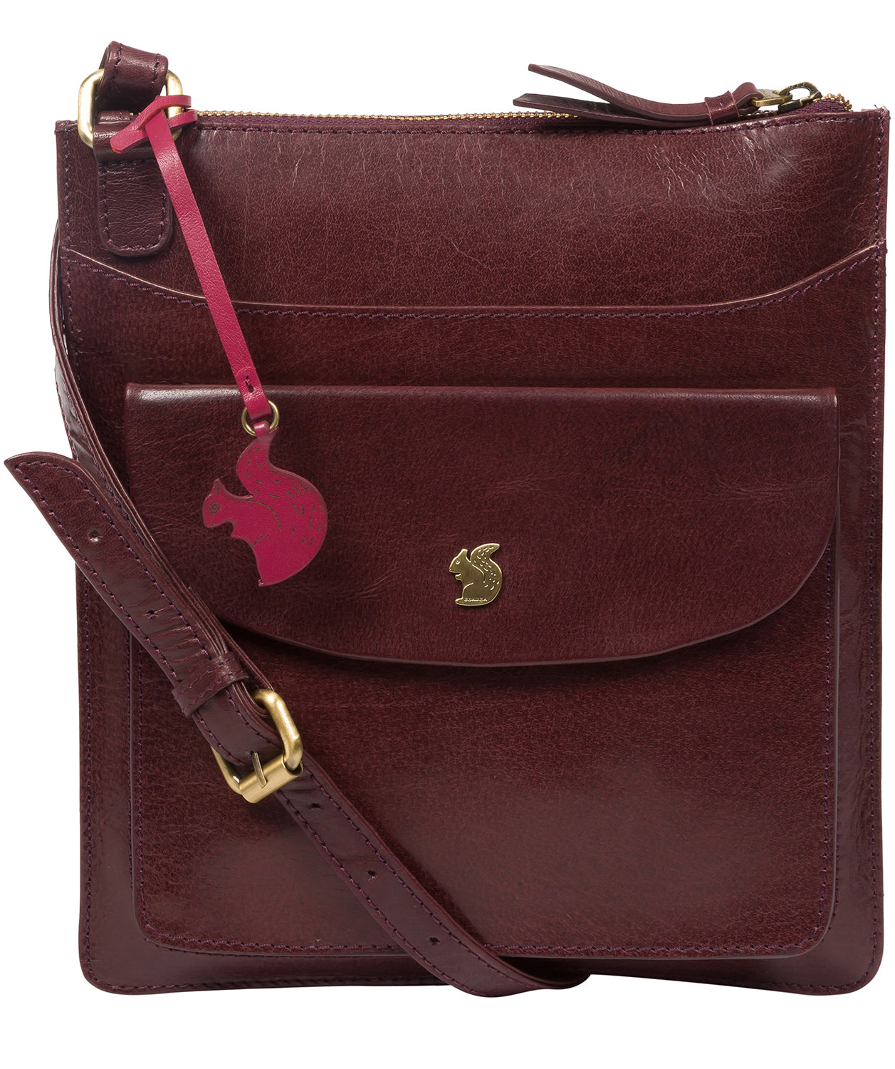 'Lauryn' Plum Leather Cross Body Bag