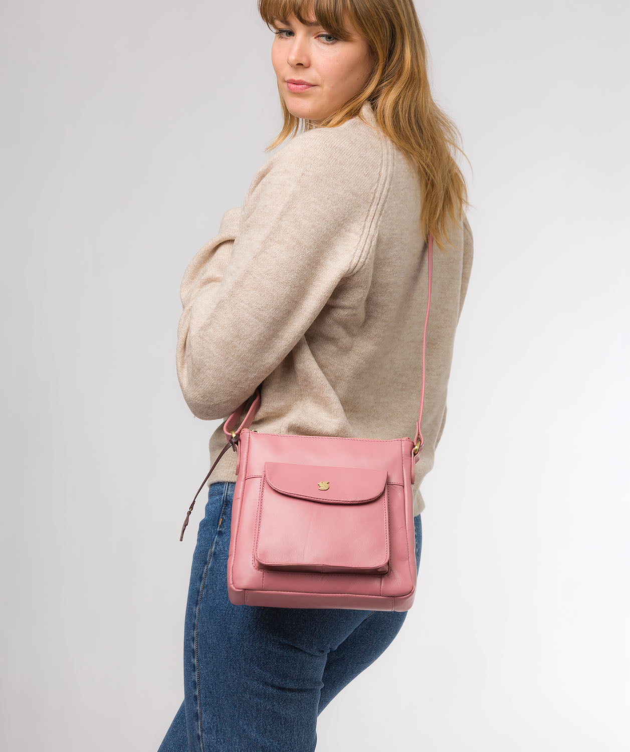Conkca London Originals Collection Bags: 'Shona' Blush Leather Cross Body Bag