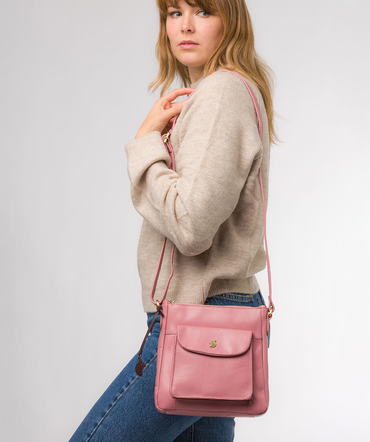 Conkca London Originals Collection Bags: 'Shona' Blush Leather Cross Body Bag