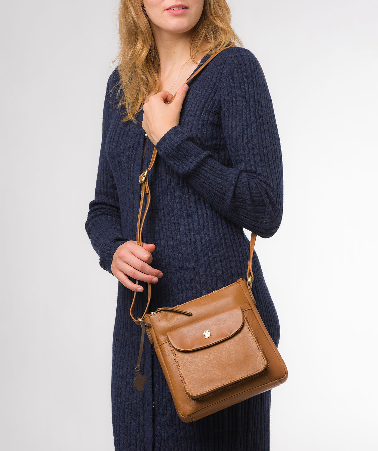 Conkca London Originals Collection #product-type#: 'Shona' Dark Tan Leather Cross Body Bag