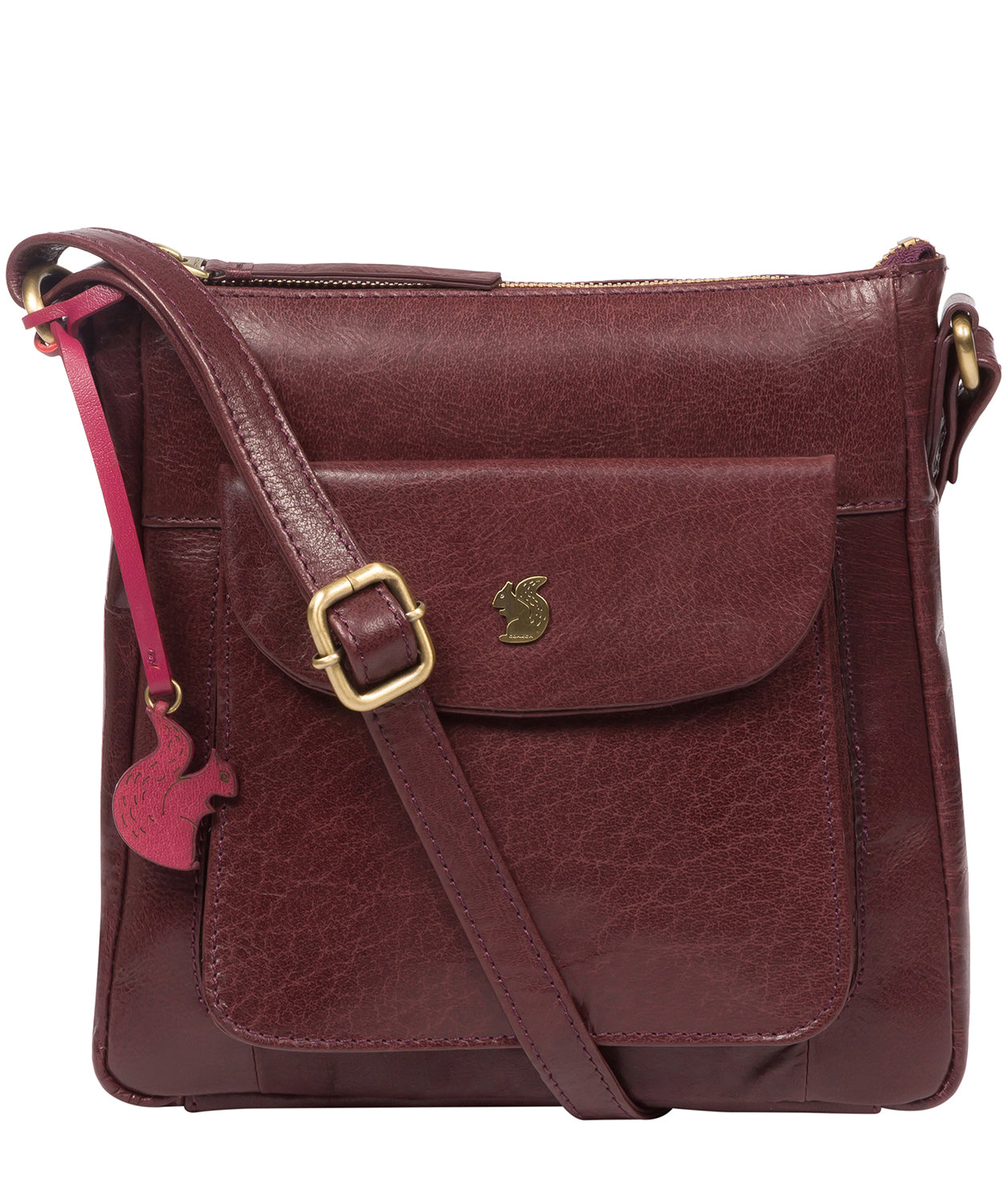 'Shona' Plum Leather Cross Body Bag