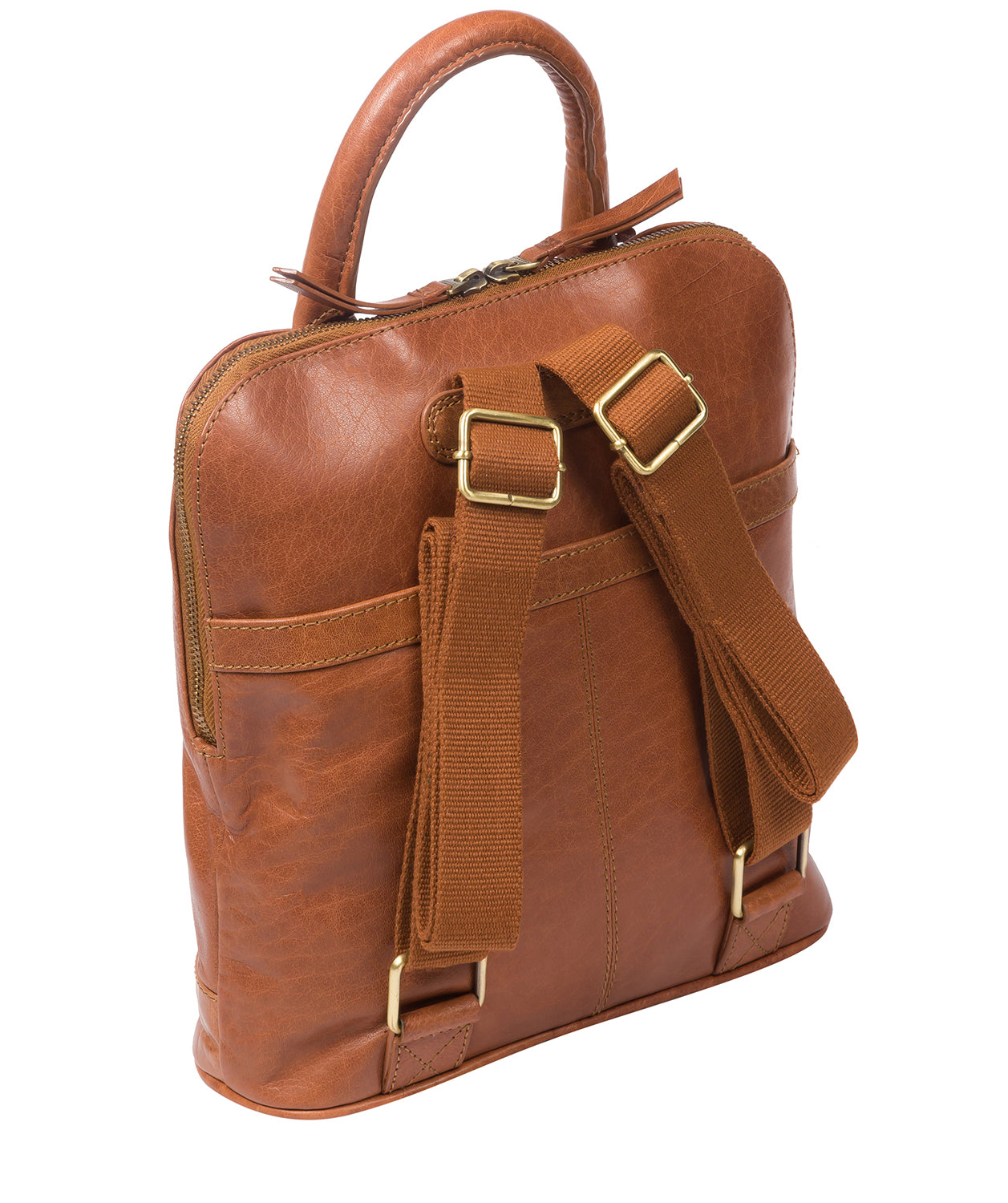 'Camille' Dark Tan Leather Backpack