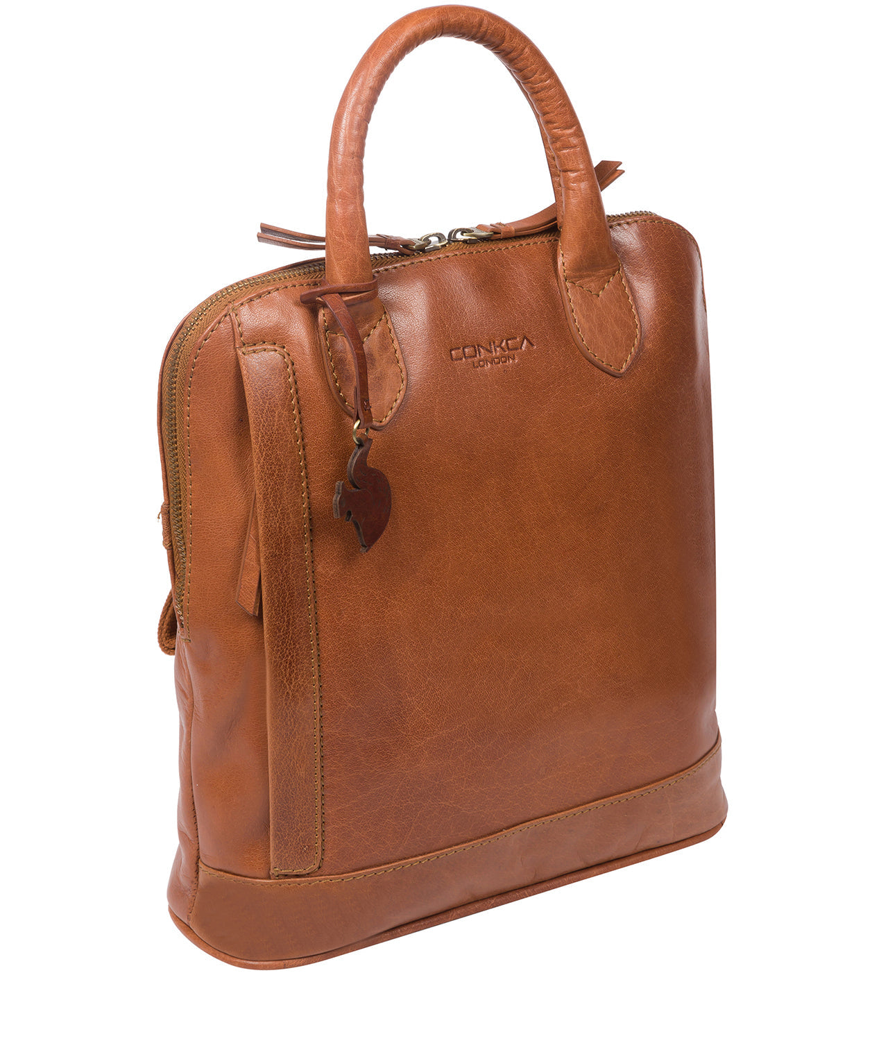'Camille' Dark Tan Leather Backpack