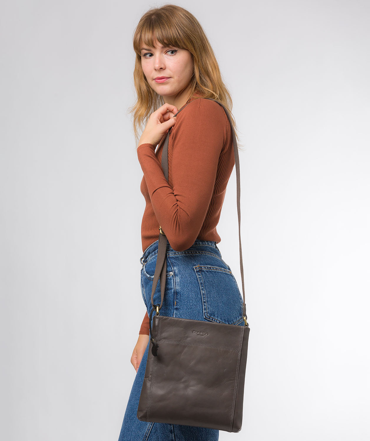 Conkca London Originals Collection #product-type#: 'Dink' Slate Leather Cross Body Bag