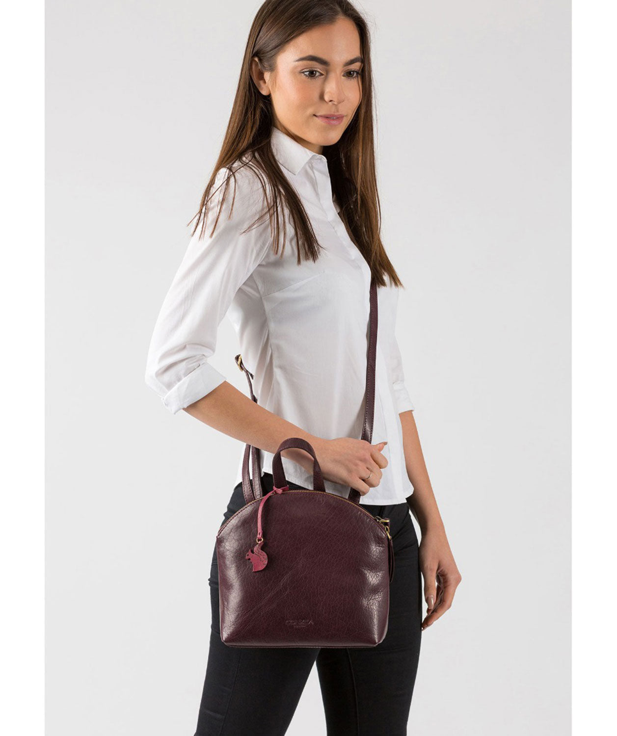 'Ingrid' Plum Leather Cross Body Bag