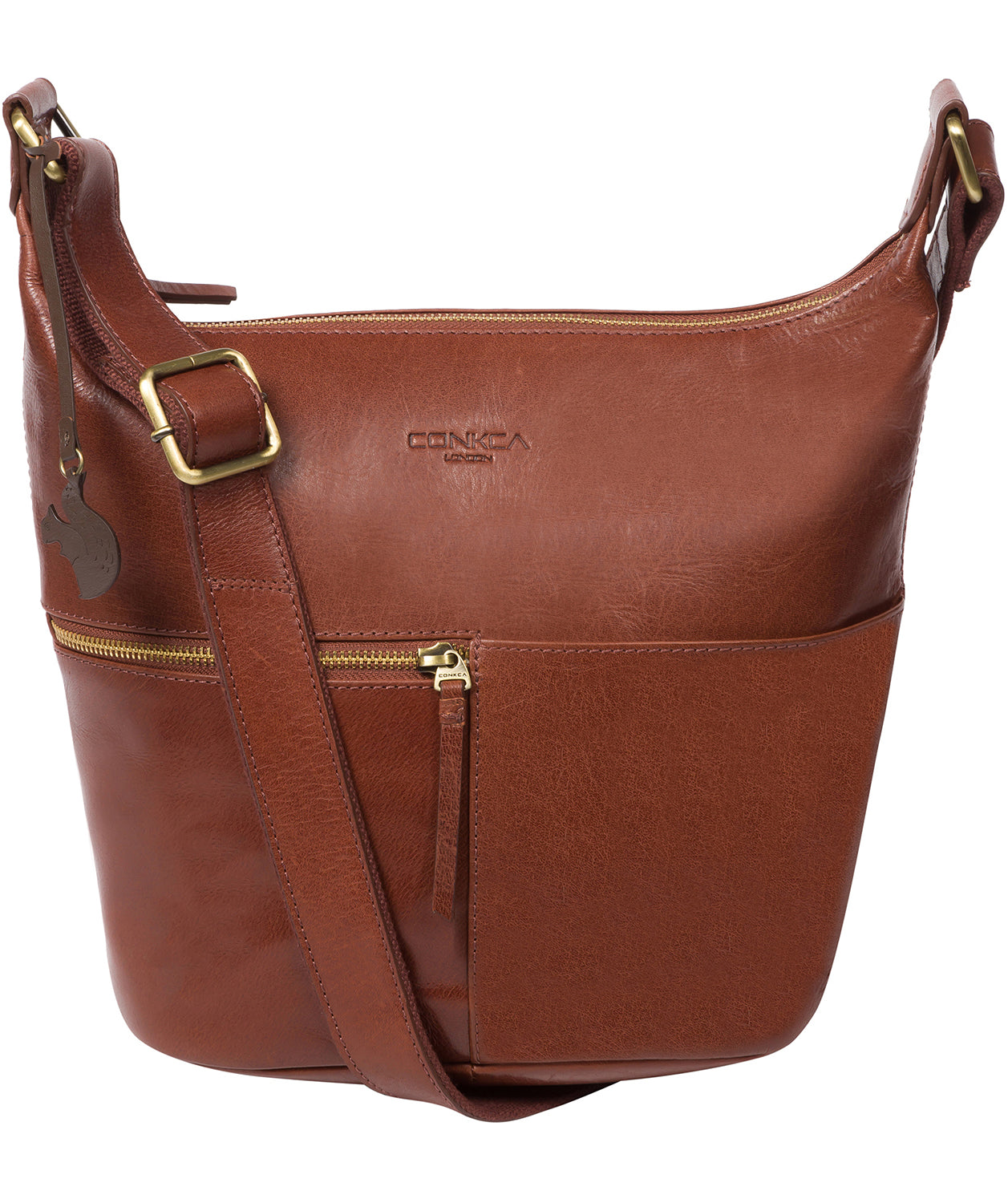 'Kristin' Conker Brown Leather Shoulder Bag