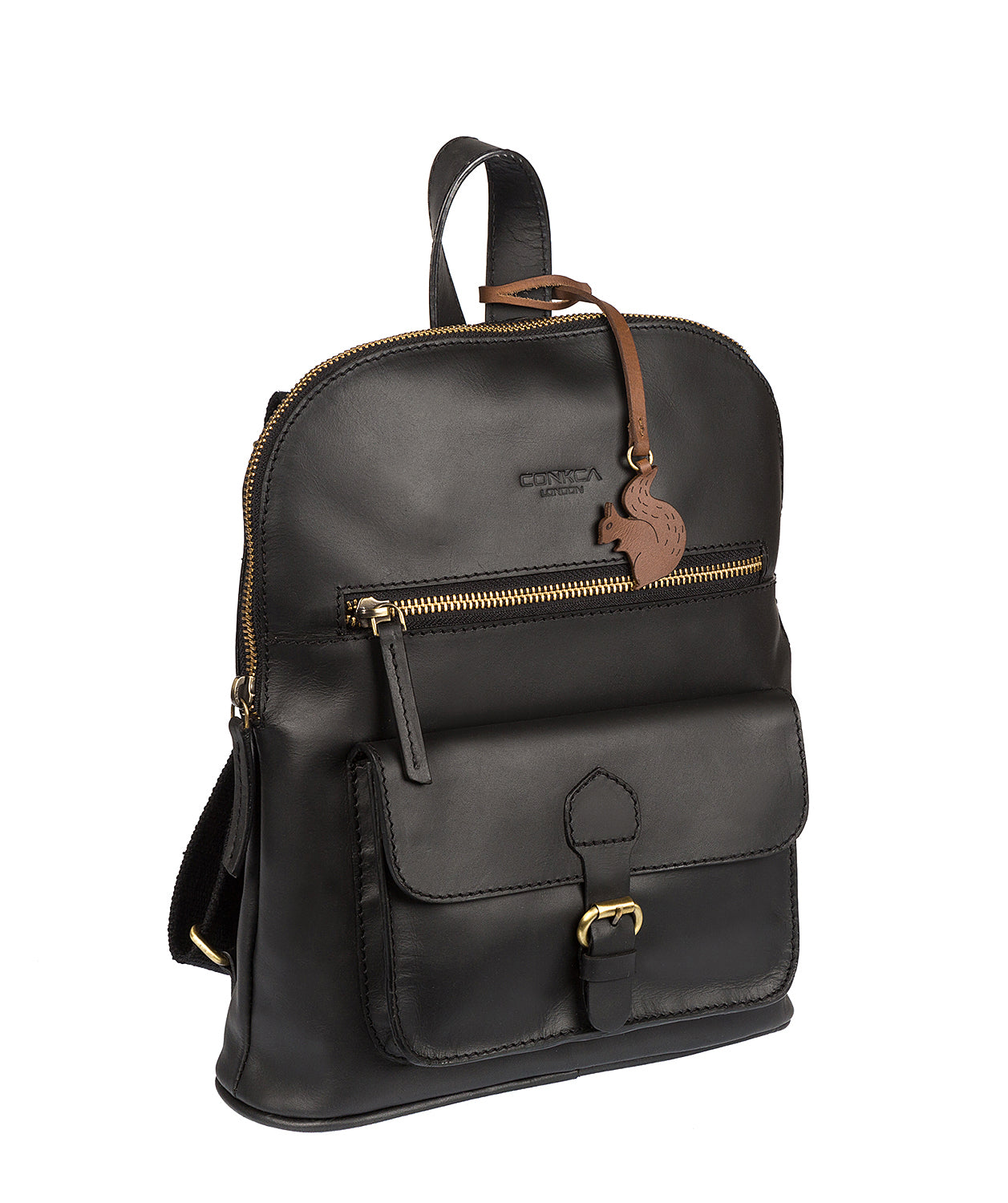 'Grove' Vintage Black Handcrafted Leather Small Backpack