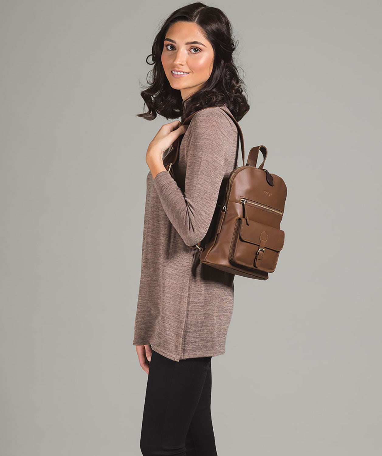 'Grove' Chestnut Leather Backpack image 2