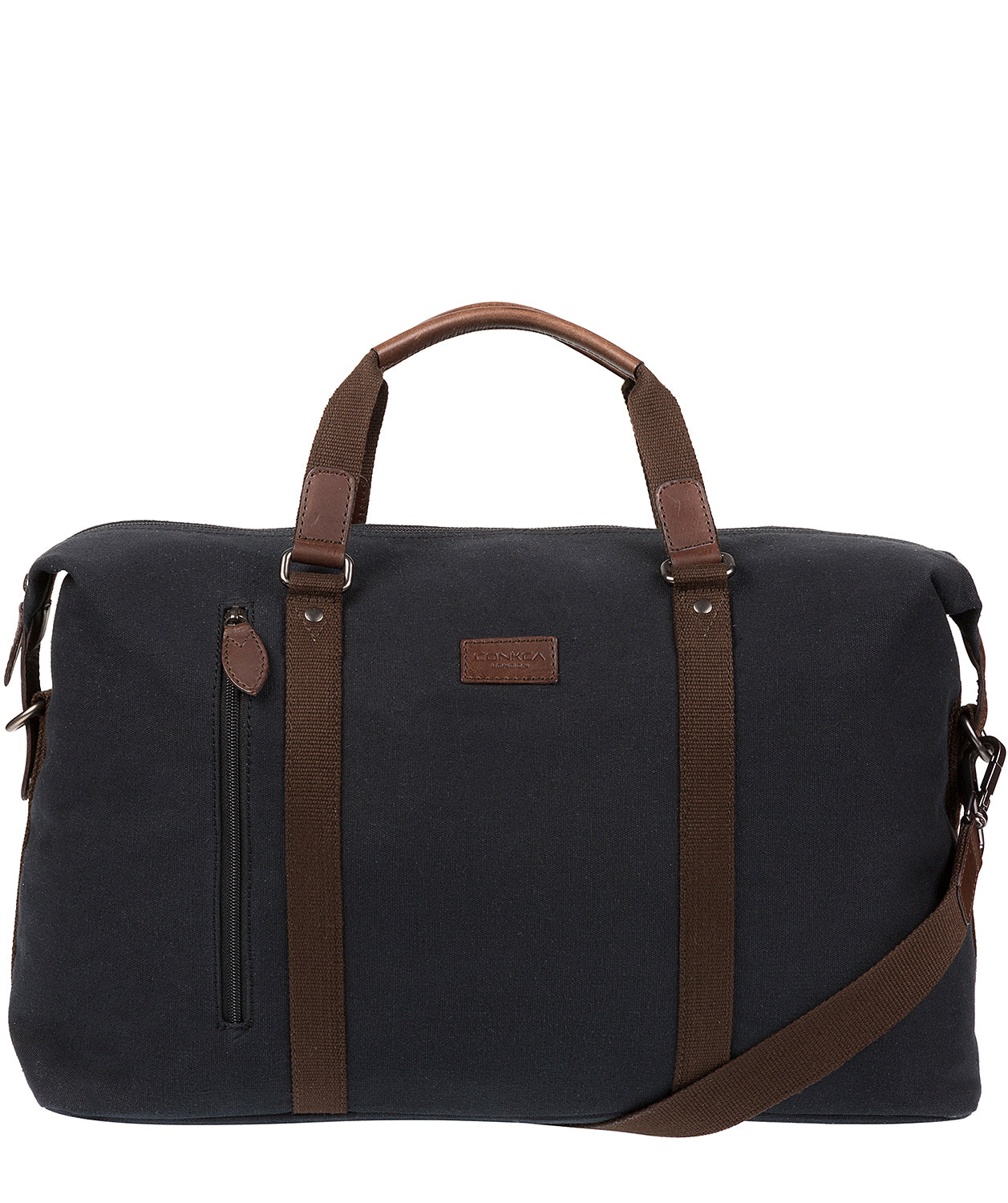 'Hackney' Vintage Black Canvas & Leather Holdall