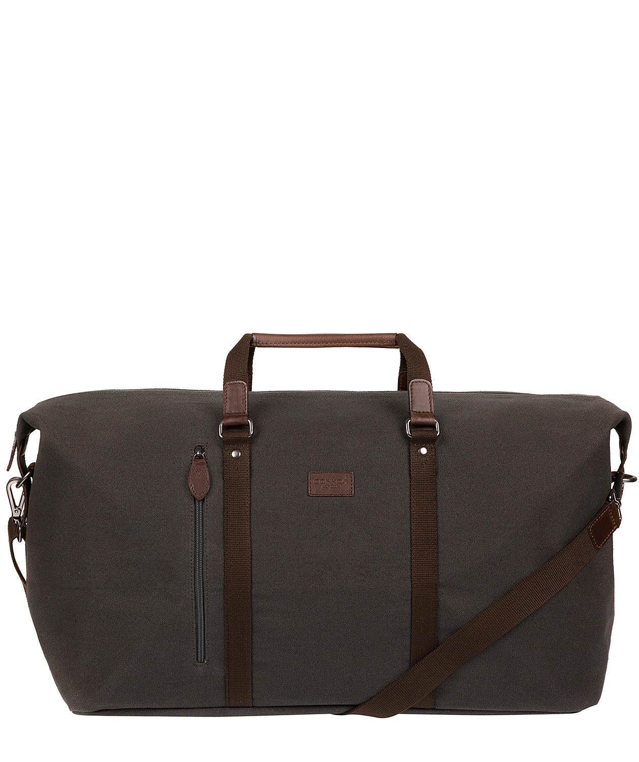 'Suttom' Grey Canvas & Leather Holdall