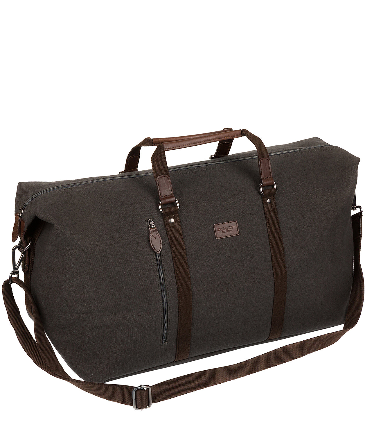 'Suttom' Grey Canvas & Leather Holdall