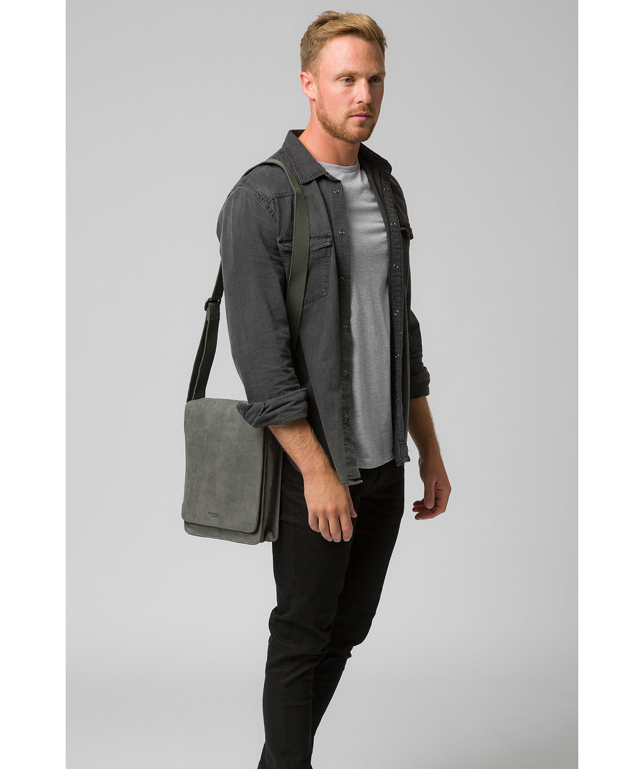 'Bowen' Vintage Grey Leather Despatch Bag Pure Luxuries London