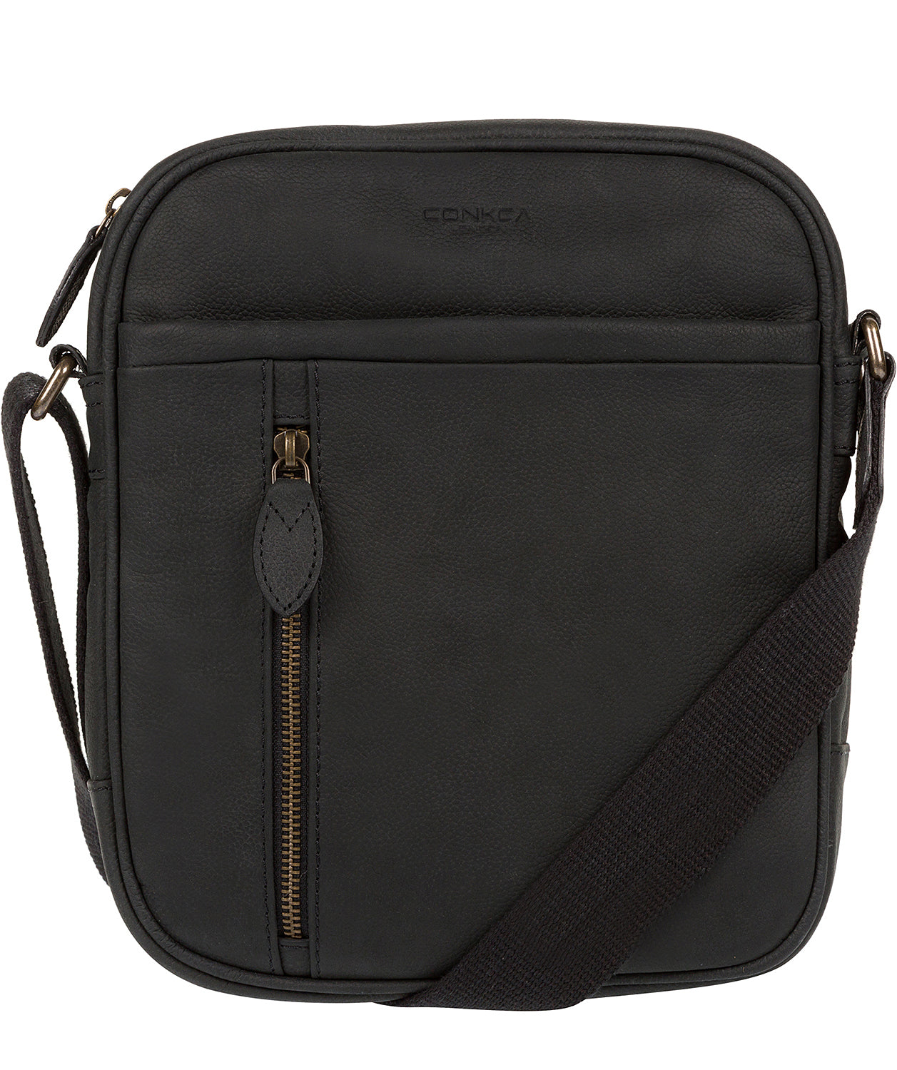 'Lowe' Vintage Black Leather Cross Body Bag