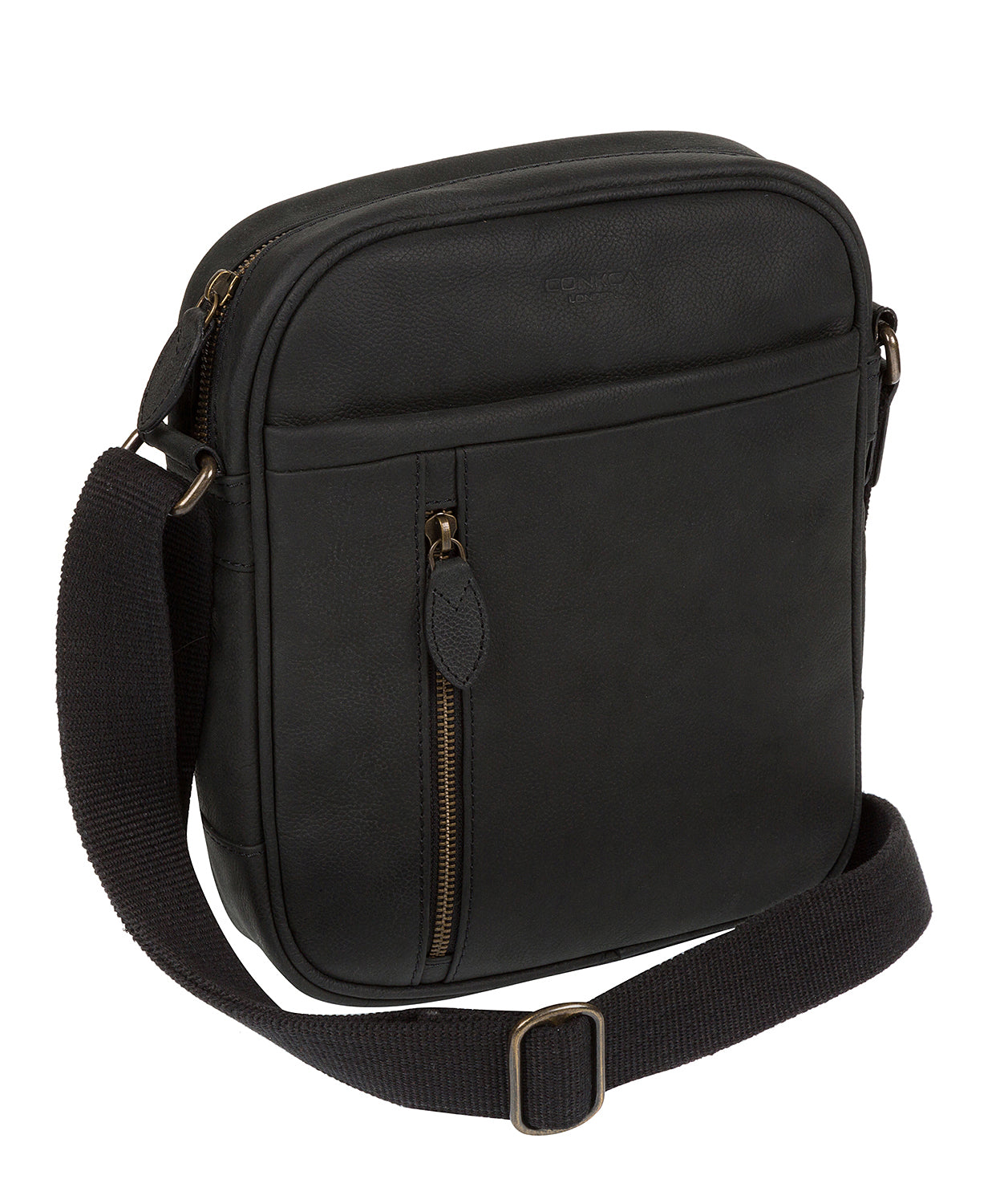 'Lowe' Vintage Black Leather Cross Body Bag