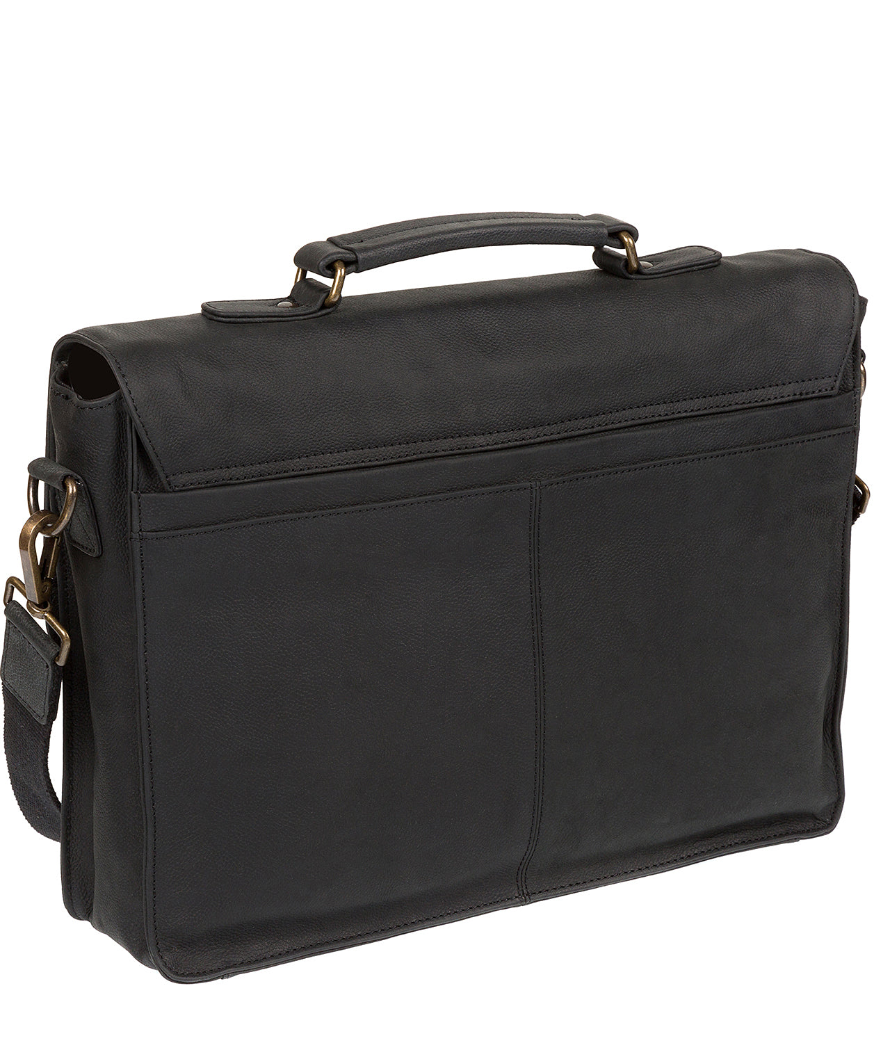 'Bennet' Vintage Black Leather Work Bag