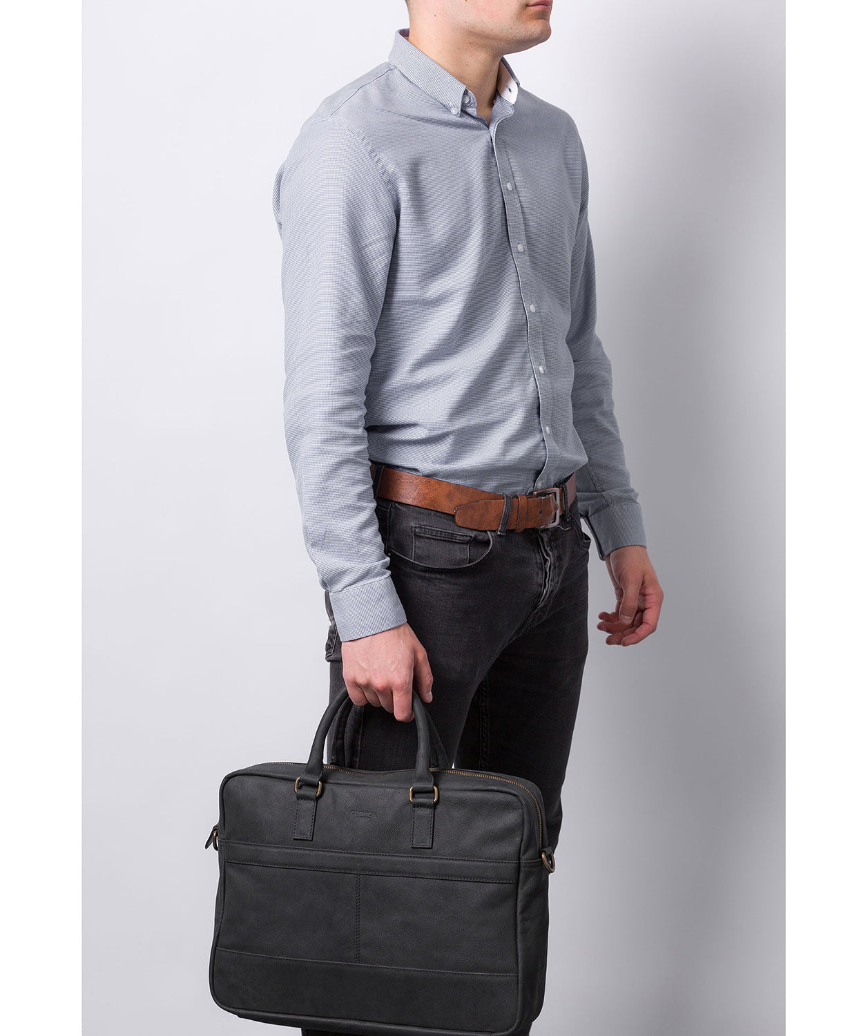 'Grafton' Vintage Black Leather Workbag Pure Luxuries London
