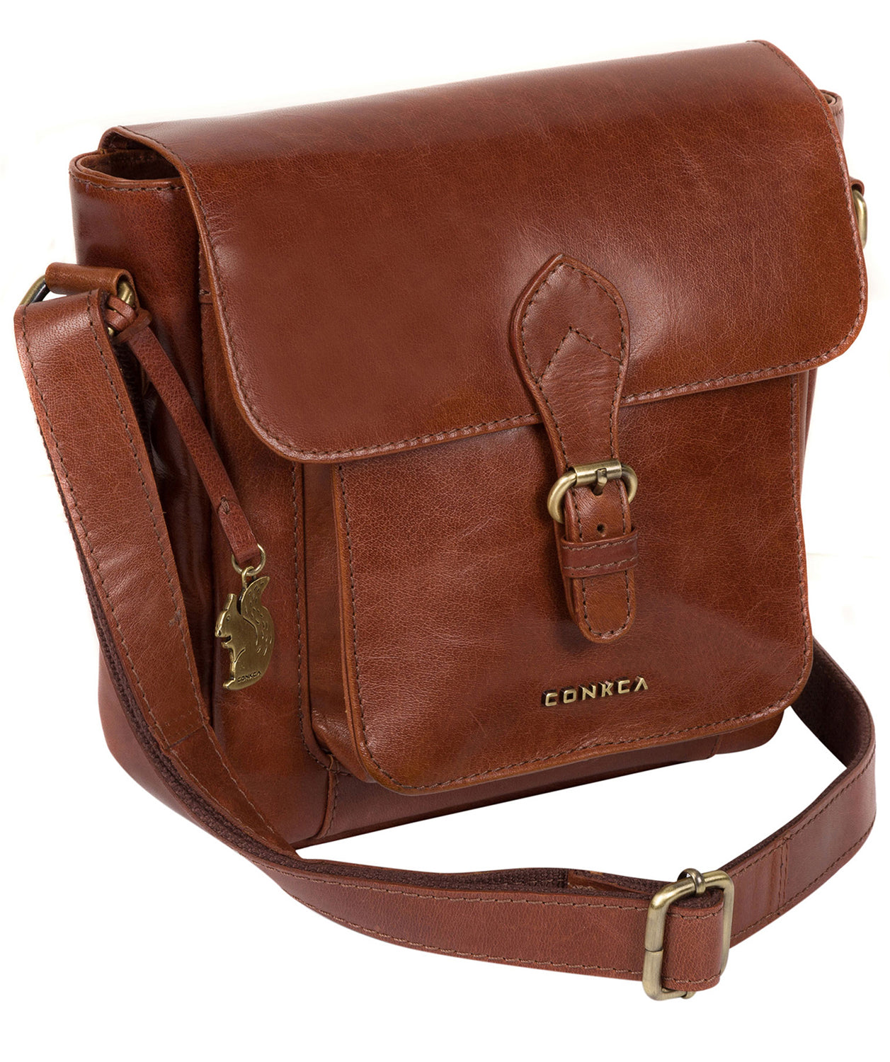 'Mojito' Cognac Leather Cross Body Bag image 3
