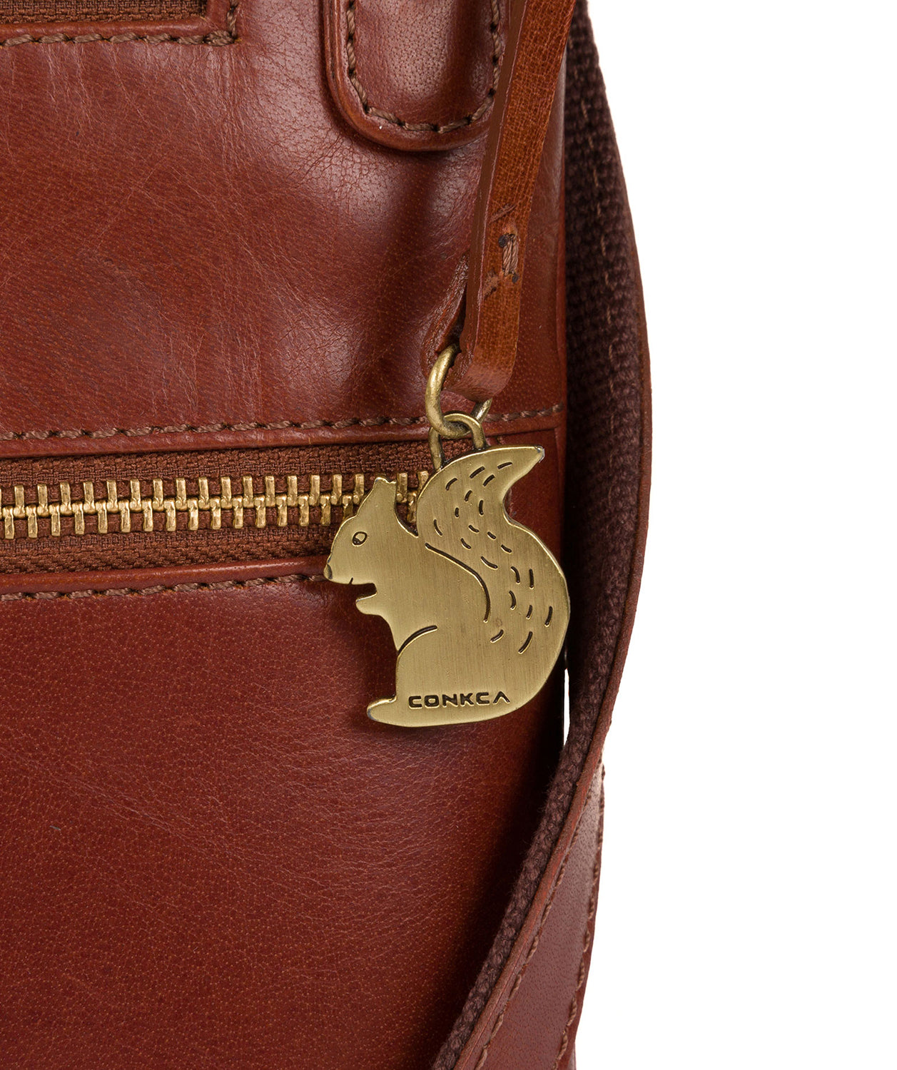 'Spriza' Cognac Handcrafted Leather Cross-Body Bag Pure Luxuries London