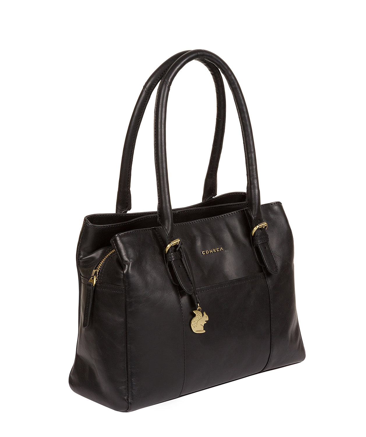 'Carmela' Black Leather Handbag