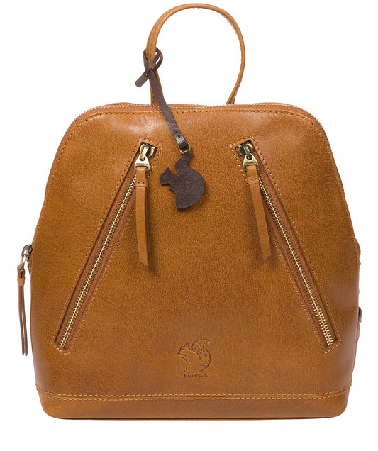 'Zoe' Dark Tan Leather Backpack
