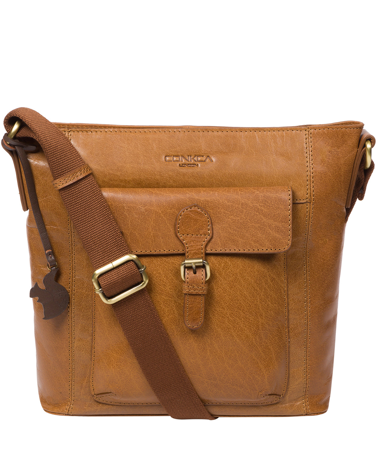 'Vonda' Dark Tan Leather Cross Body Bag
