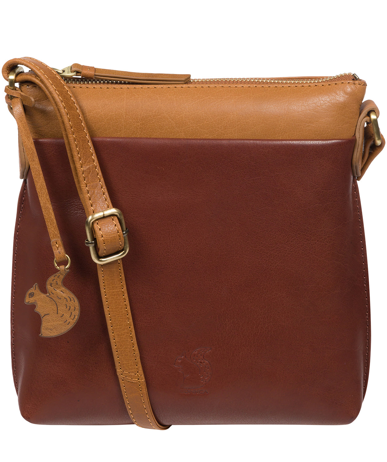 'Nikita' Conker Brown & Dark Tan Leather Cross Body Bag