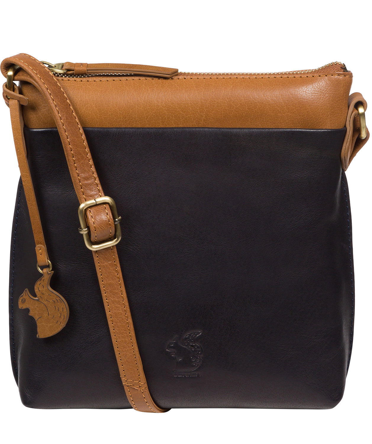 'Nikita' Navy & Dark Tan Leather Cross Body Bag