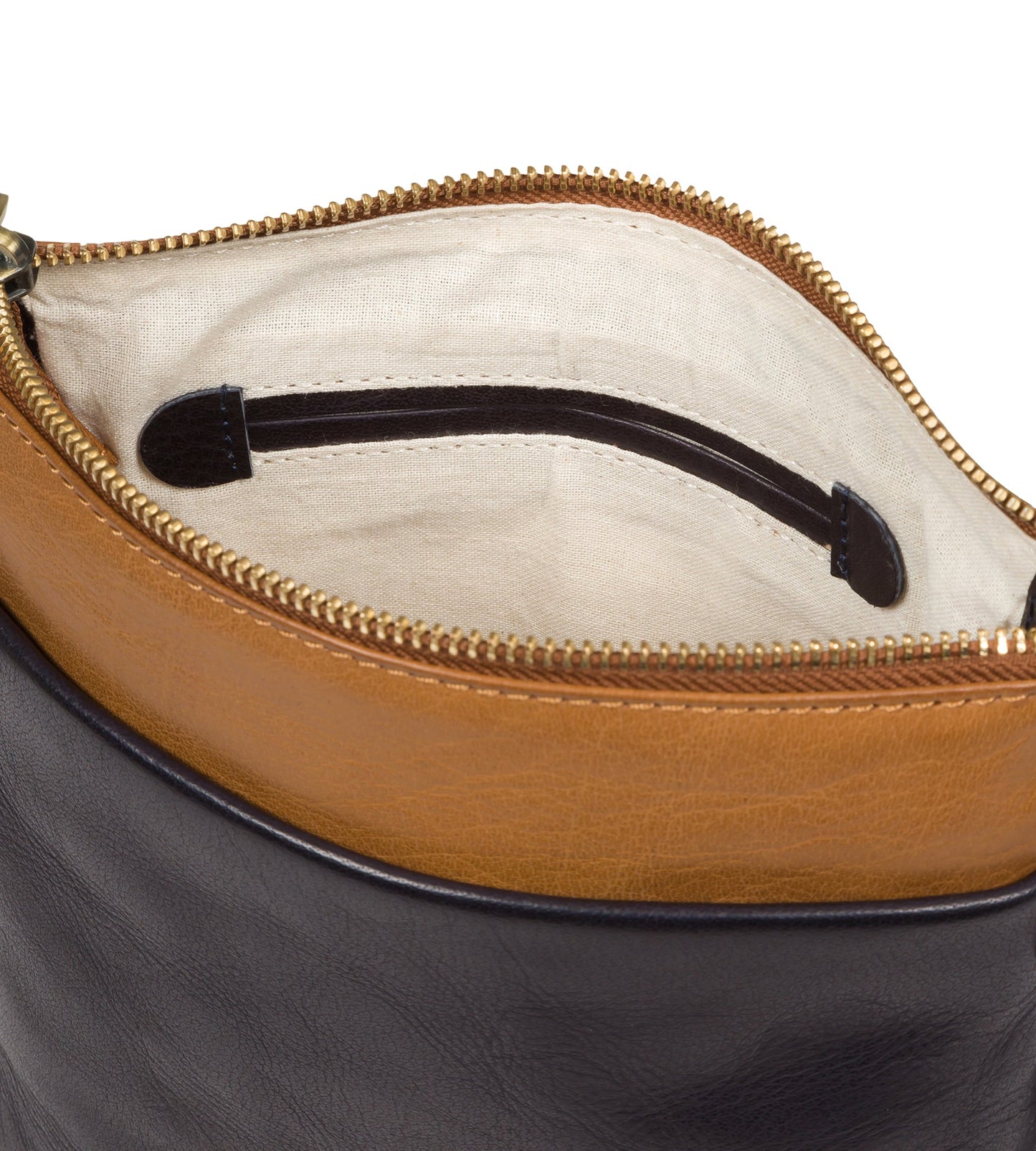 'Nikita' Navy & Dark Tan Leather Cross Body Bag