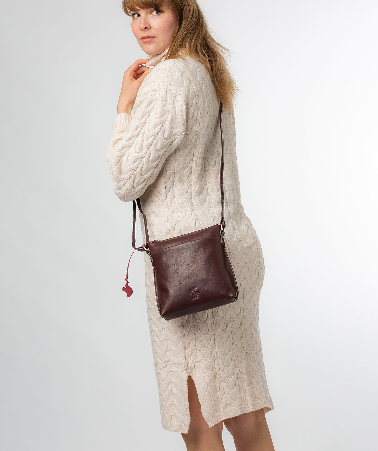 Conkca London Originals Collection #product-type#: 'Nikita' Plum Leather Cross Body Bag