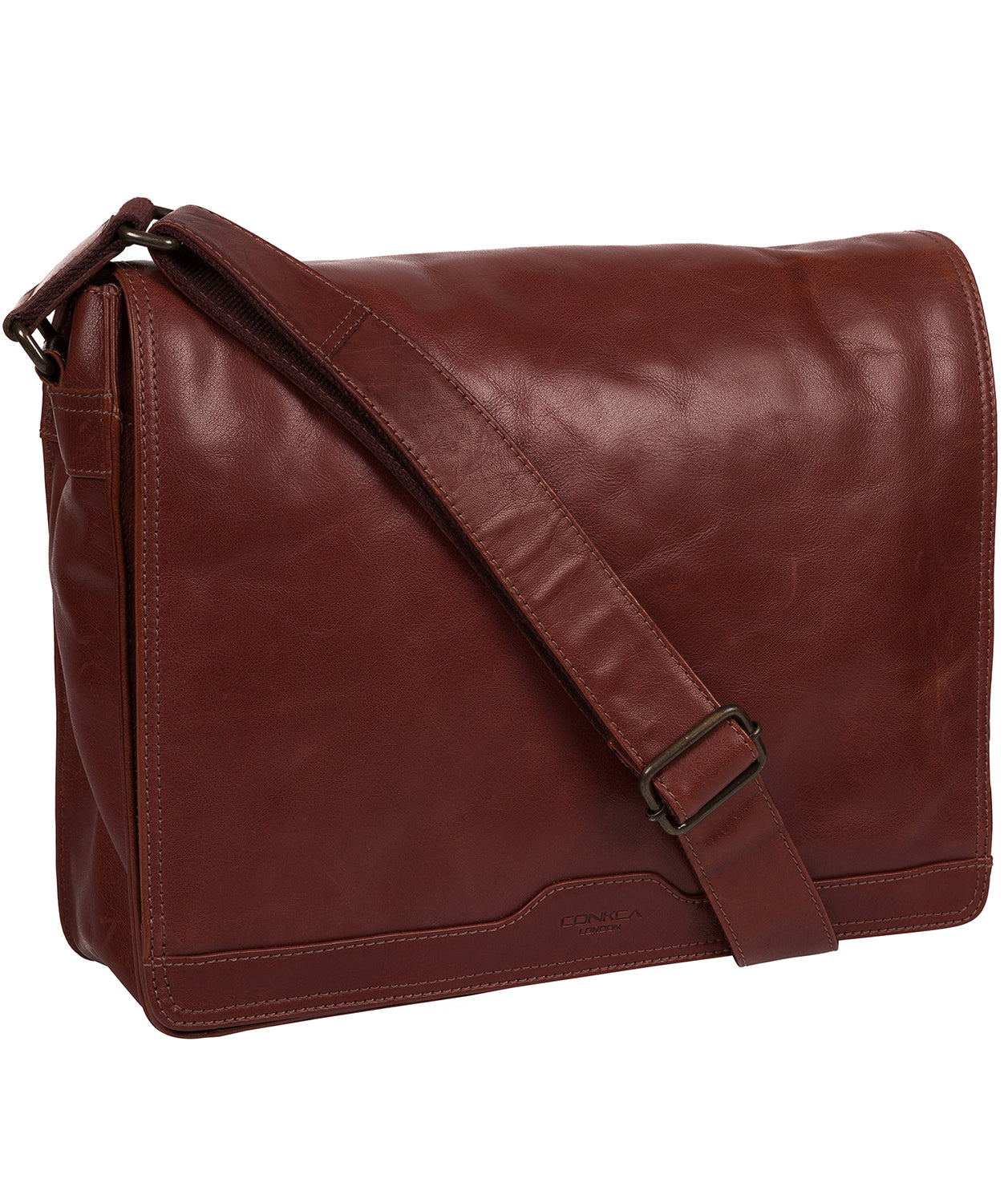 'Zico' Conker Brown Leather Messenger Bag