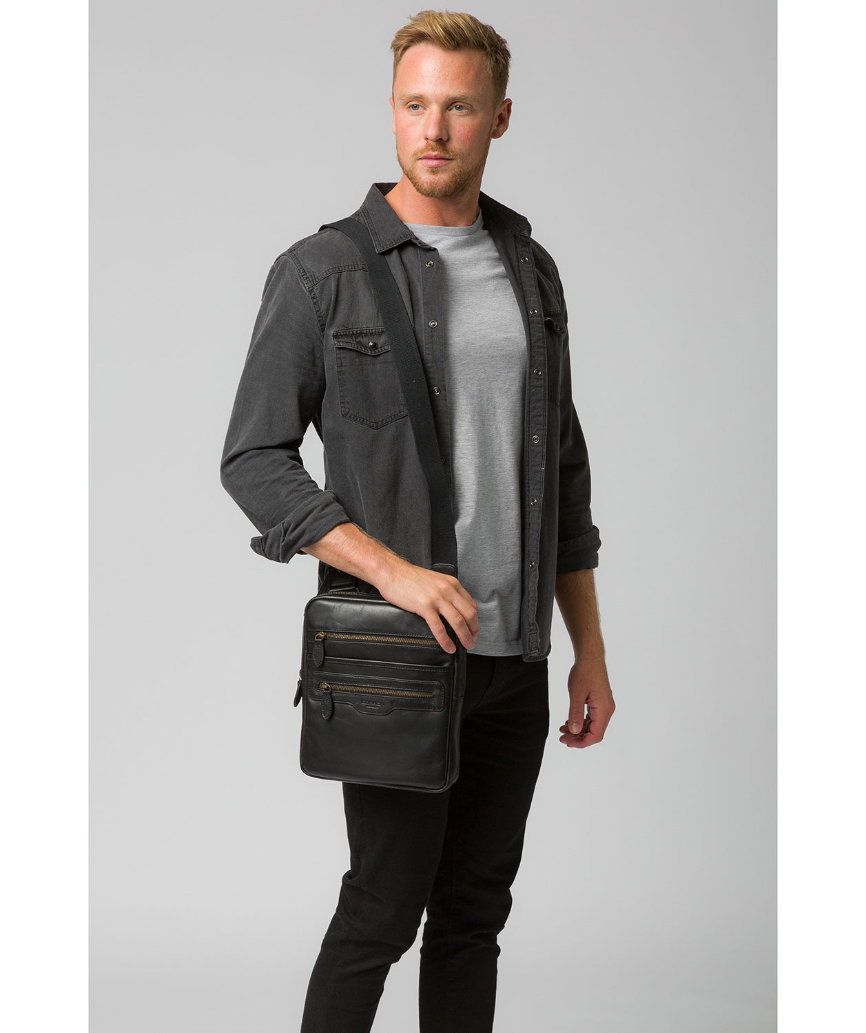 'Jairizinho' Black Leather Cross Body Bag image 2