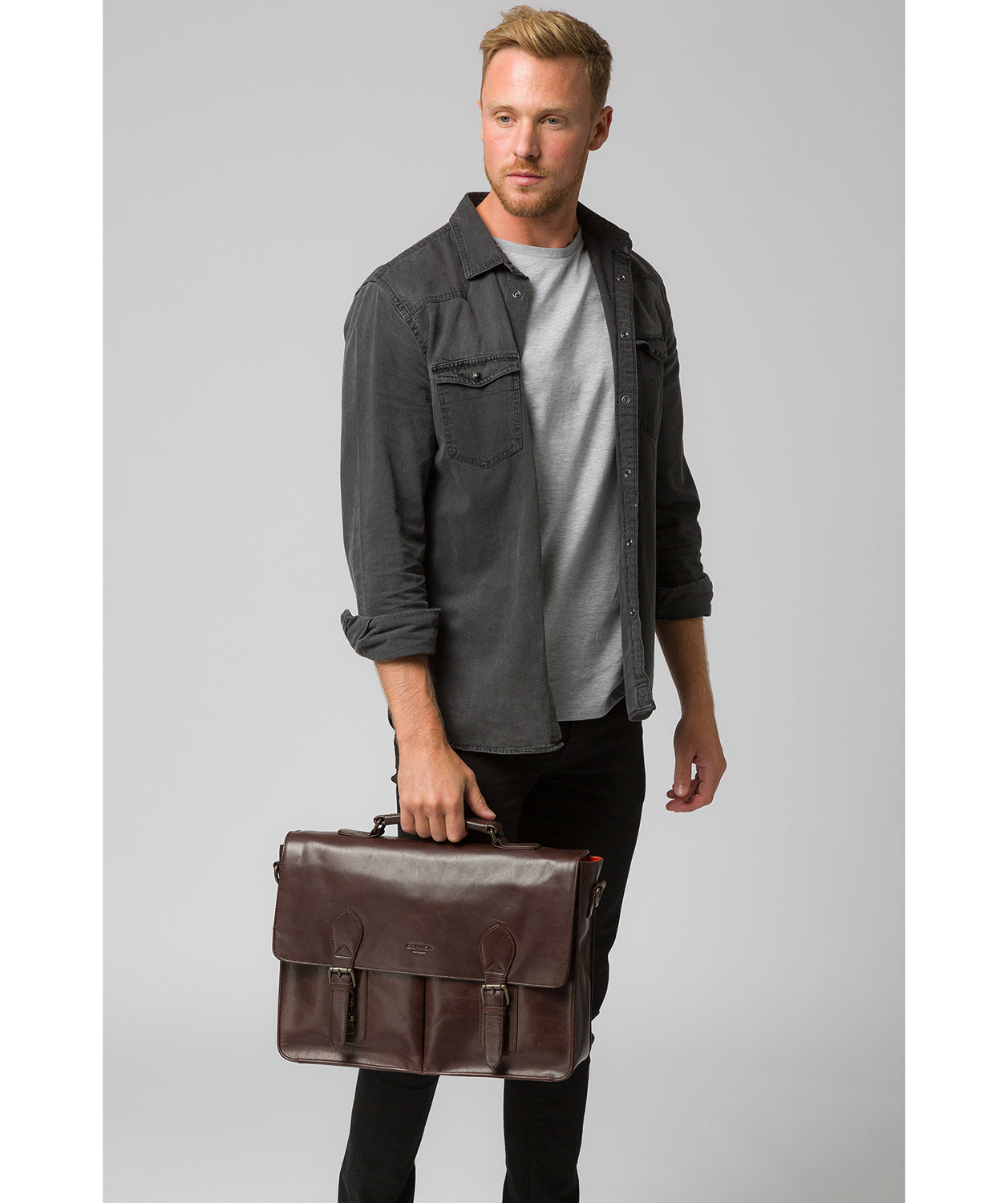 'Scolari' Dark Brown Leather Briefcase image 7