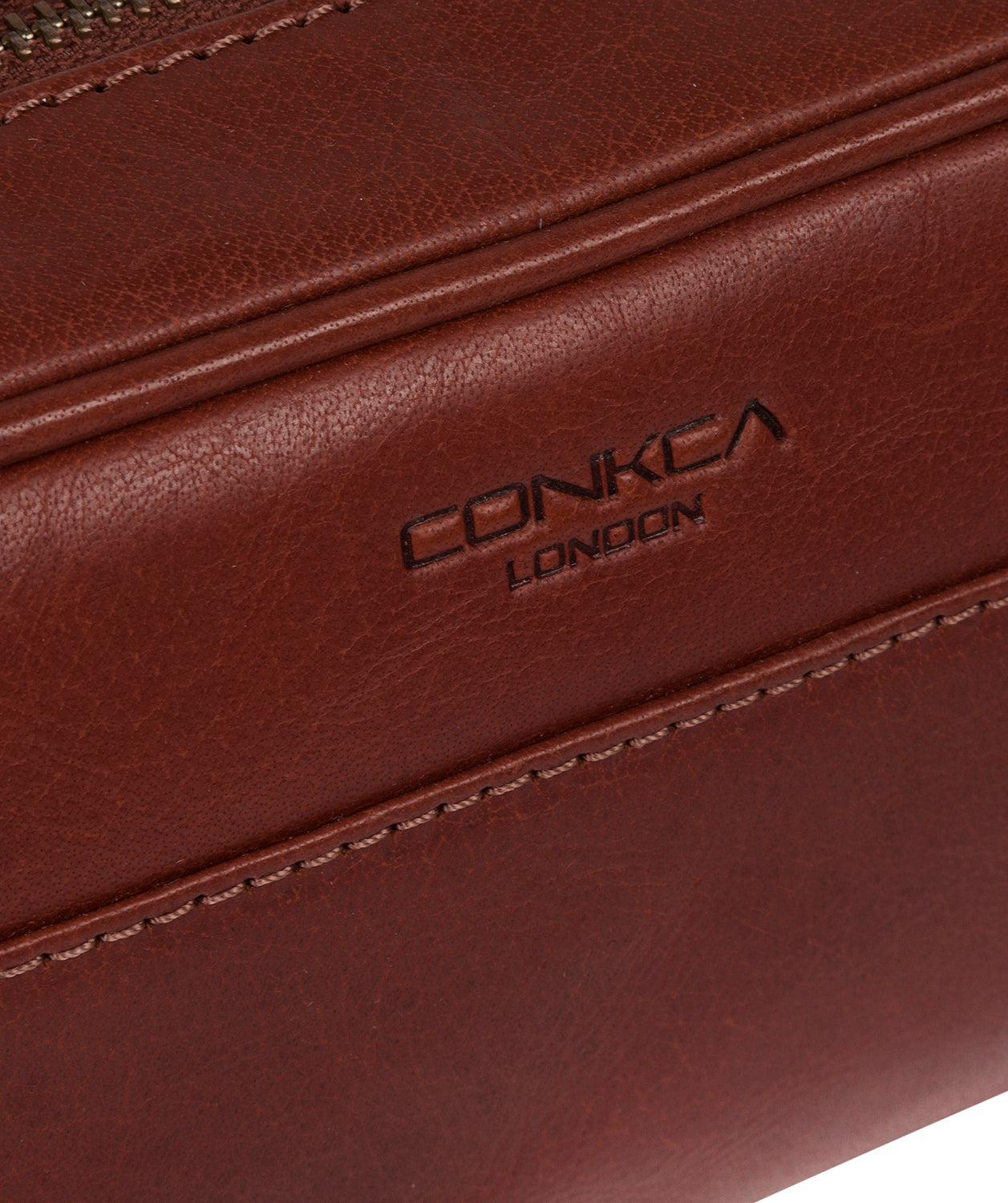 'Alberto' Conker Brown Leather Washbag