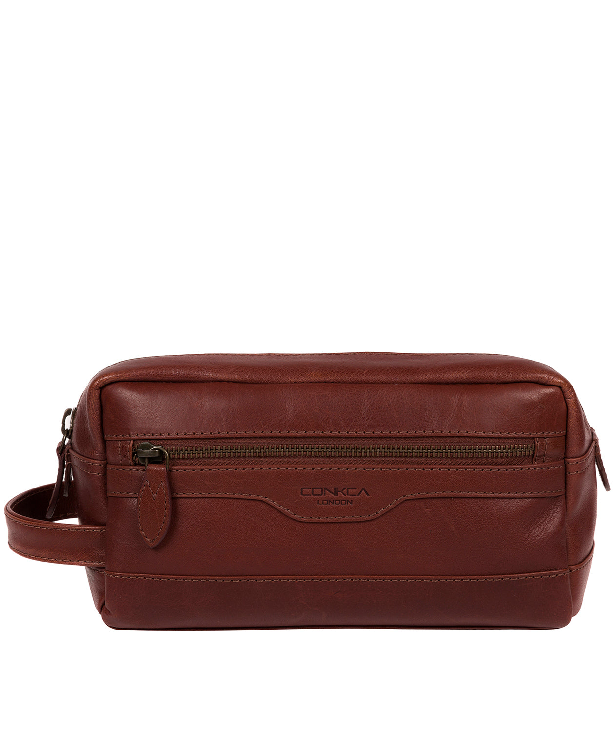 'Careca' Conker Brown Leather Washbag