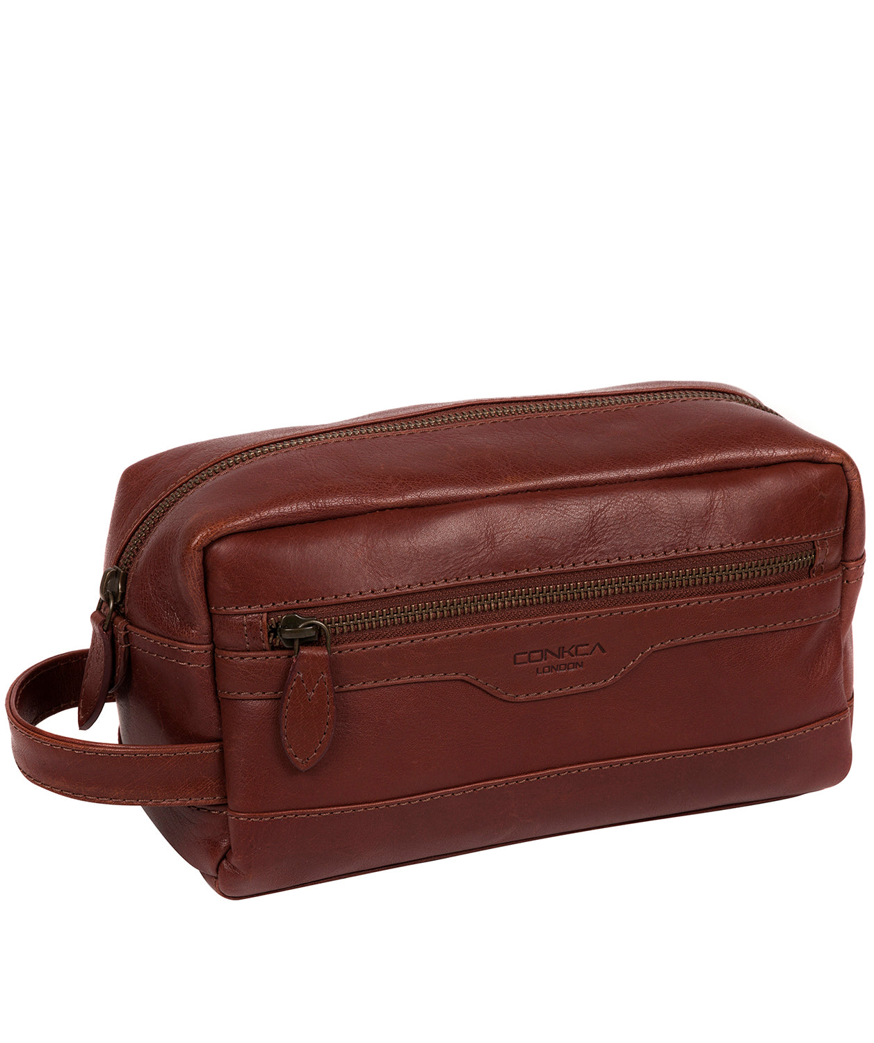 'Careca' Conker Brown Leather Washbag